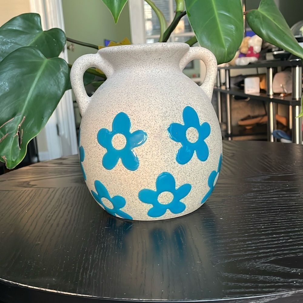 Eccolo large blue flowers handle vase plant pot table top decor house decoration